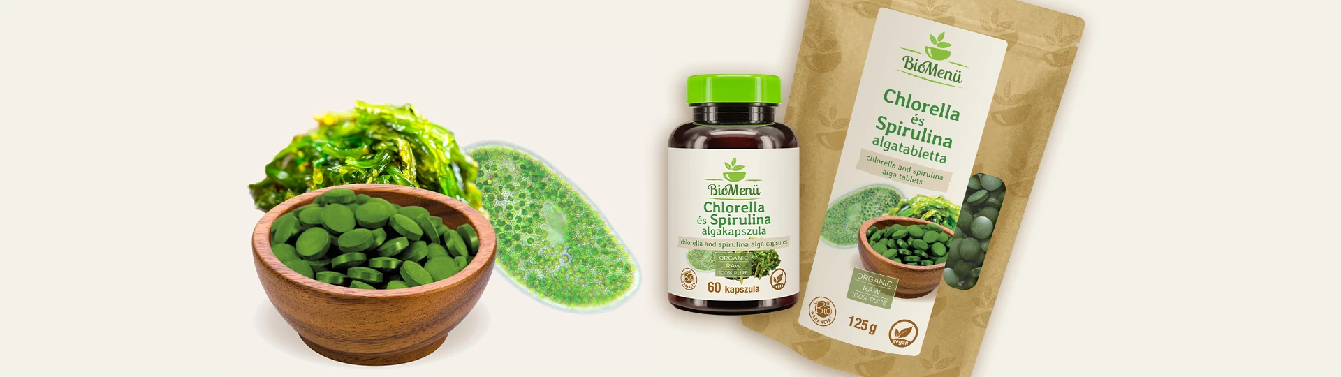 Chlorella & Spirulina - A unique superfood combination! Source of vitamins, minerals, proteins and amino acids
