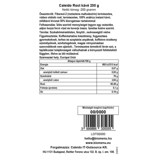 Caleido Fiber Coffee 200 g label