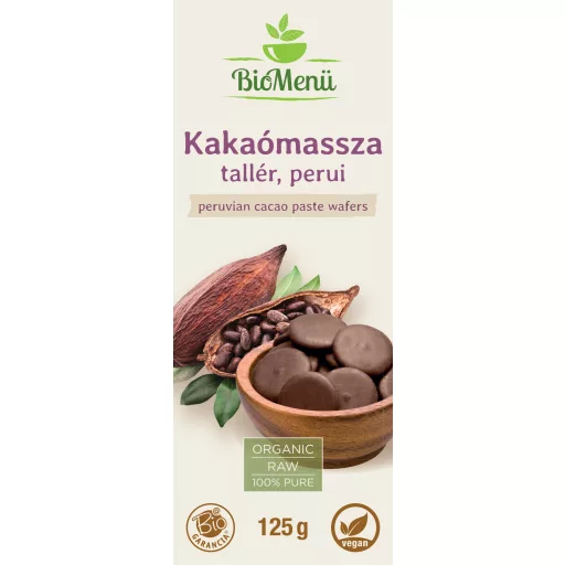 BioMenü Organic Peruvian Cacao Paste Wafers 125 g label
