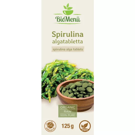 BioMenü Organic SPIRULINA ALGAE tablets 125 g label