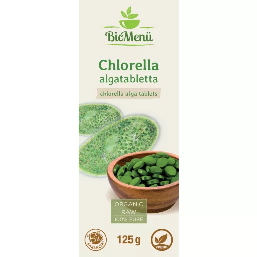 BioMenü Organic Chlorella Alga Tablets 125 g label