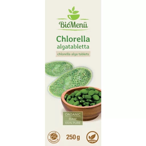 BioMenü Organic Chlorella Alga Tablets 250 g label