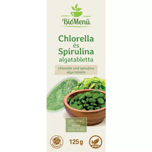 BioMenü Organic Chlorella and Spirulina Alga Tablets 125 g label