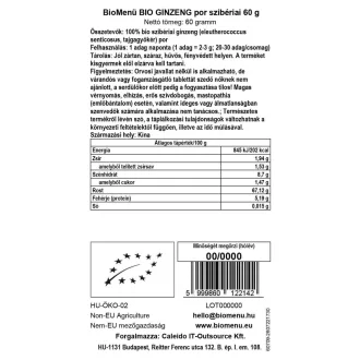 BioMenü Organic Siberian Ginseng powder 60 g product image