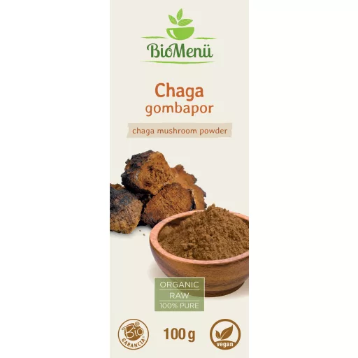 BioMenü Organic Chaga Mushroom Powder 100 g label