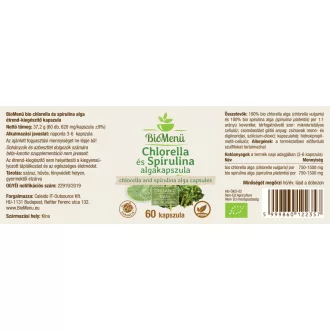 BioMenü Organic Chlorella and Spirulina Alga Capsules 60 pcs product image
