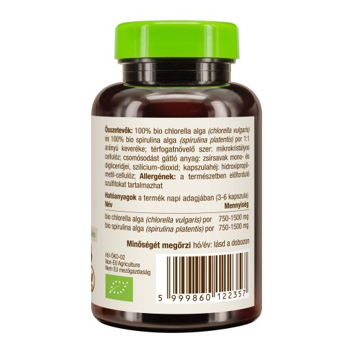 BioMenü Organic Chlorella and Spirulina Alga Capsules 60 pcs
