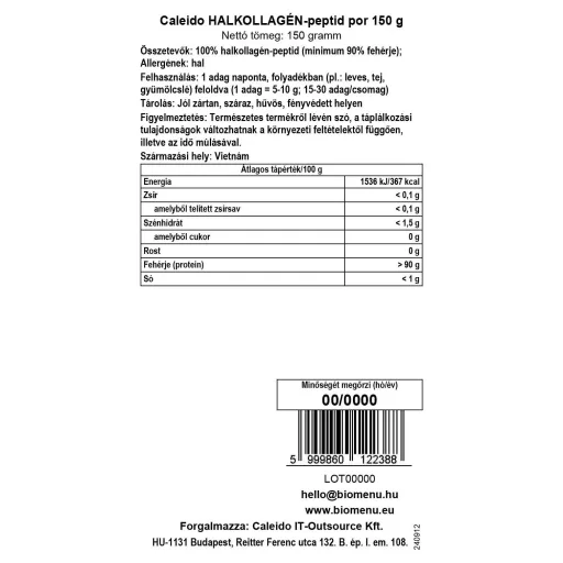 Caleido Fish Collagen Peptides Powder 150 g data label