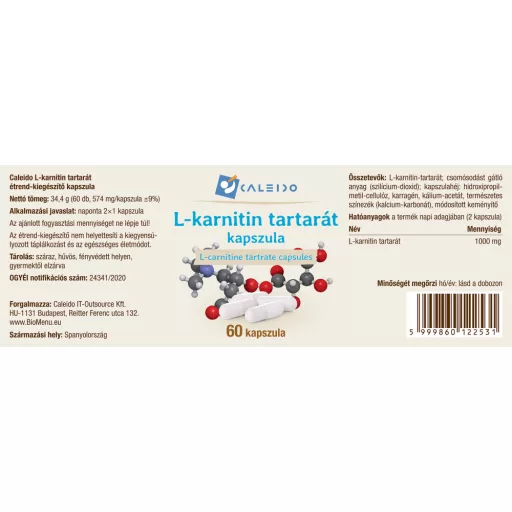 Caleido L-Carnitine Tartrate Capsules 90 pcs label