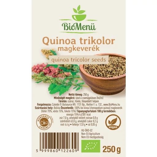 BioMenü Organic Quinoa Tricolor Seeds 250 g label