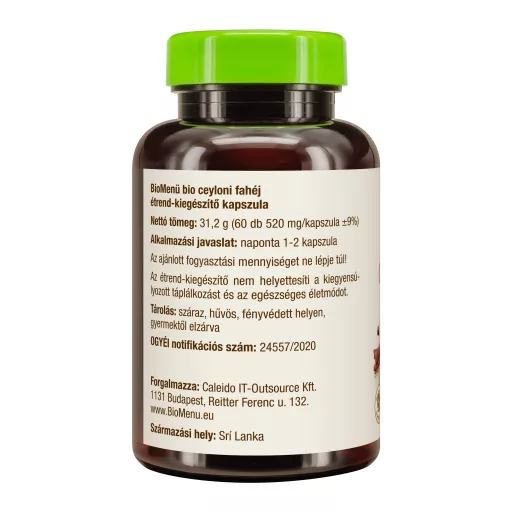 BioMenü Organic Ceylon Cinnamon Capsules 60 pcs