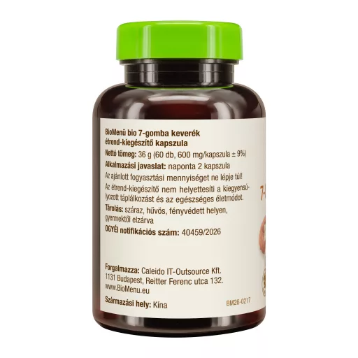 BioMenü Organic 7-Mushroom Blend Capsules 60 pcs product image left