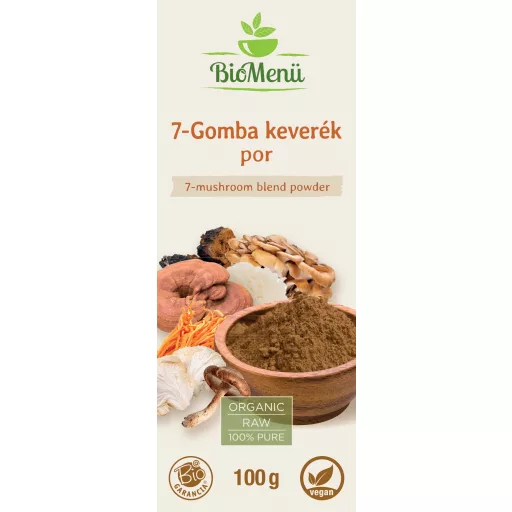BioMenü Organic 7-Mushroom Blend Powder 100 g label