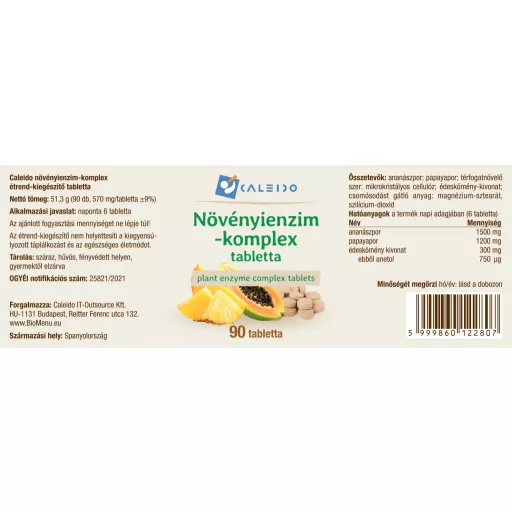 Caleido Plant Enzyme Complex Tablets 90 pcs label