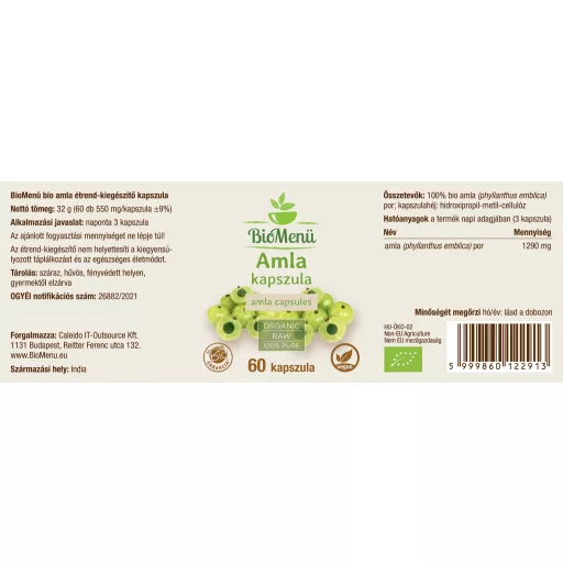 BioMenü Organic Amla Capsules 60 pcs label