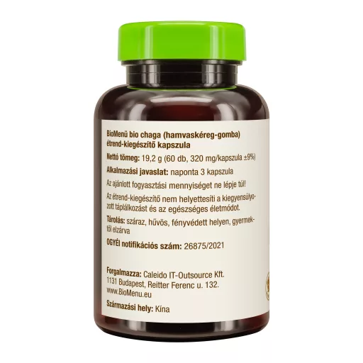 BioMenü Organic Chaga Mushroom Capsules 60 pcs