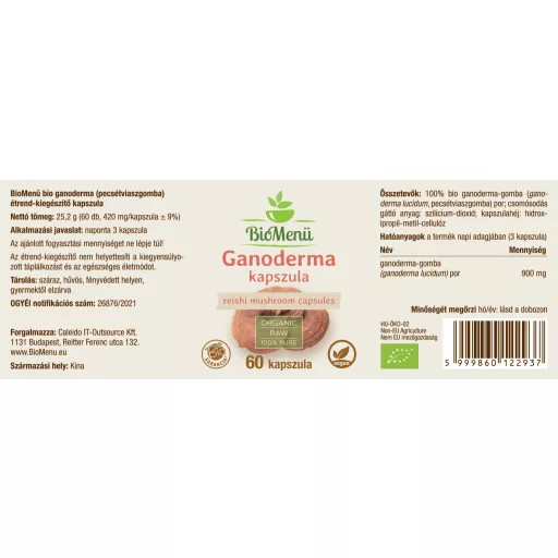 BioMenü Organic Ganoderma Mushroom Capsules 60 pcs label