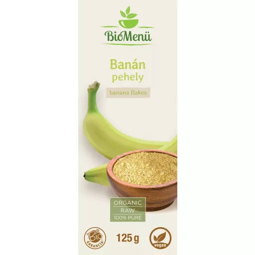 BioMenü Organic Banana flakes 125 g label