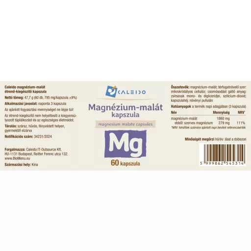 Caleido Magnesium Malate Capsules 60 pcs label
