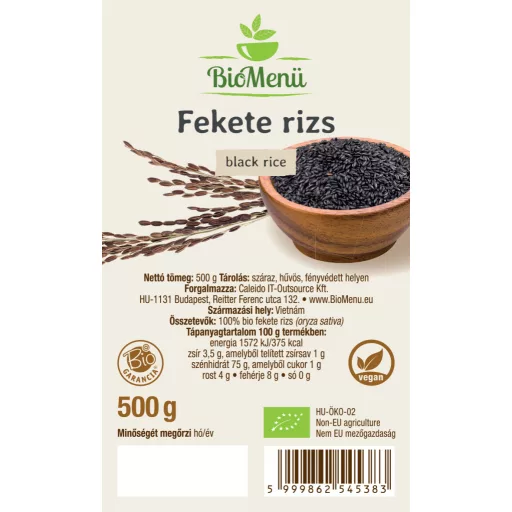BioMenü Organic Black Rice 500 g label