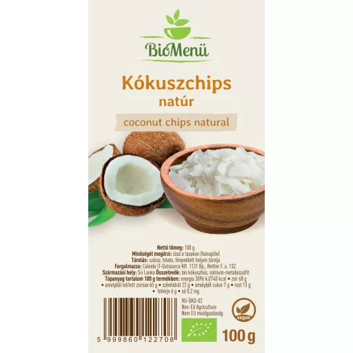 BioMenü Organic Coconut Chips natural 100 g label