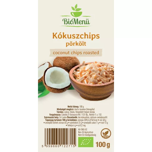 BioMenü Organic Coconut Chips roasted 100 g label