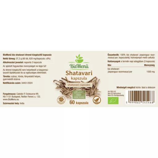 BioMenü Organic Shatavari Capsules 60 pcs label