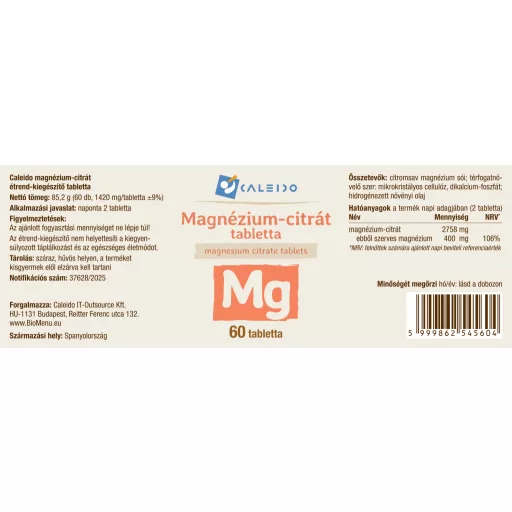 Caleido Magnesium Citrate Tablets 60 pcs label