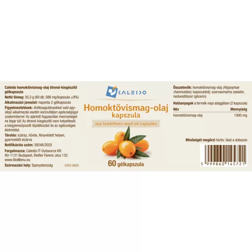 Caleido Sea buckthorn seed oil capsules 60 pcs label