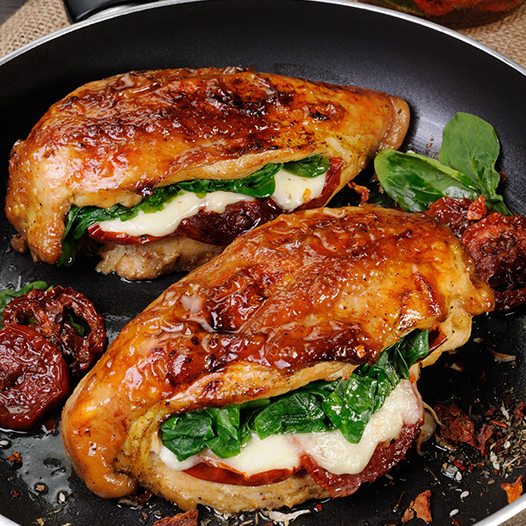Chicken breast with spinach and dried tomatoes