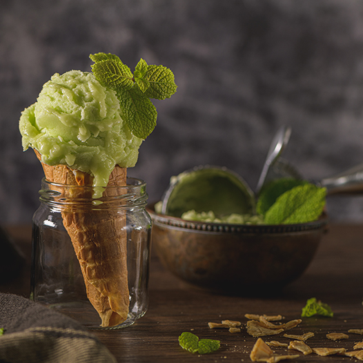 Matcha tea ice cream with avocado